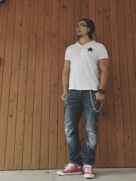 「HOSU（ホス）のアイテム」を使った、棚橋弘至さん（メンズ・181cm）の夏コーディネート