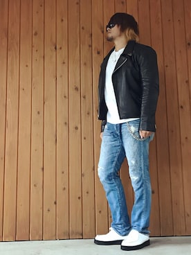 「Saturdays NYC（サタデーズ ニューヨークシティ ）のアイテム（ブーツ）」を使った、棚橋弘至さん（メンズ・181cm）の秋コーディネート