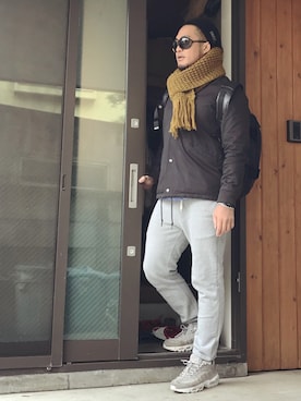 「A.P.C.（アーペーセー）のアイテム（ナイロンジャケット）」を使った、棚橋弘至さん（メンズ・181cm）の秋コーディネート