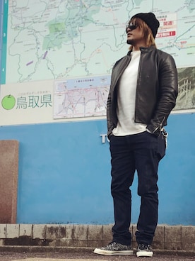 「A.FOUR Labs（エーフォーラブス）のアイテム」を使った、棚橋弘至さん（メンズ・181cm）の秋コーディネート