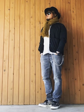 「GITMAN BROS.（ギットマンブラザーズ）のアイテム」を使った、棚橋弘至さん（メンズ・181cm）の冬コーディネート