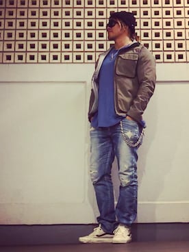 「Aether（-）のアイテム」を使った、棚橋弘至さん（メンズ・181cm）の冬コーディネート