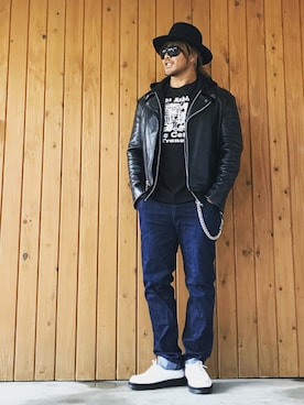 「Saturdays NYC（サタデーズ ニューヨークシティ ）のアイテム（ブーツ）」を使った、棚橋弘至さん（メンズ・181cm）の冬コーディネート
