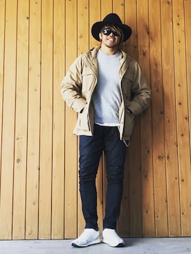 「Saturdays NYC（サタデーズ ニューヨークシティ ）のアイテム（ミリタリージャケット）」を使った、棚橋弘至さん（メンズ・181cm）の冬コーディネート