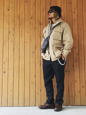 「Saturdays NYC（サタデーズ ニューヨークシティ ）のアイテム（ミリタリージャケット）」を使った、棚橋弘至さん（メンズ・181cm）の冬コーディネート