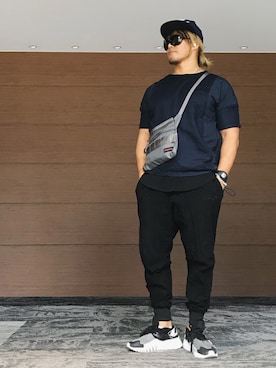 「slowgun（スロウガン）のアイテム」を使った、棚橋弘至さん（メンズ・181cm）の夏コーディネート