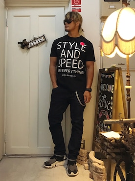 「NIKE（ナイキ）のアイテム（デニムパンツ）」を使った、棚橋弘至さん（メンズ・181cm）の夏コーディネート