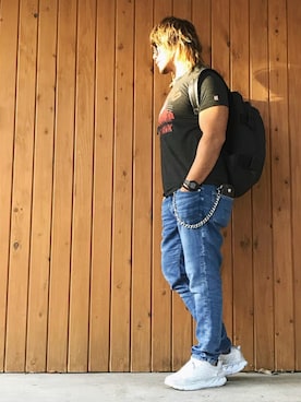 「HOMAGE（オマージュ）のアイテム」を使った、棚橋弘至さん（メンズ・181cm）の夏コーディネート