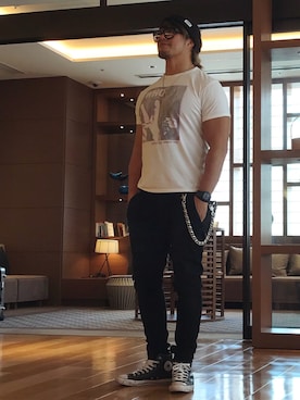 「RADIALL（ラディアル）のアイテム（帽子）」を使った、棚橋弘至さん（メンズ・181cm）の秋コーディネート