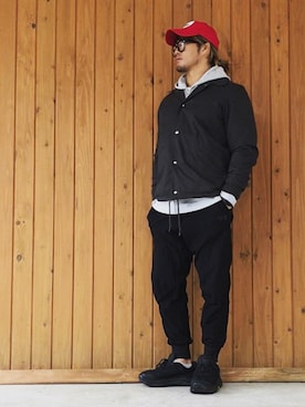 「A.P.C.（アーペーセー）のアイテム（ナイロンジャケット）」を使った、棚橋弘至さん（メンズ・181cm）の秋コーディネート