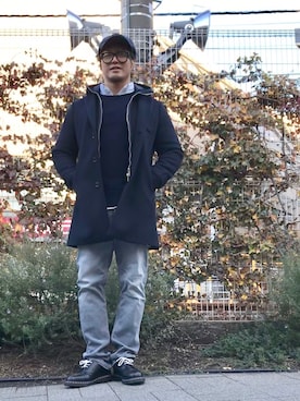 「RRL（ダブル アール エル）のアイテム（ハンチング/ベレー帽）」を使った、棚橋弘至さん（メンズ・181cm）の冬コーディネート