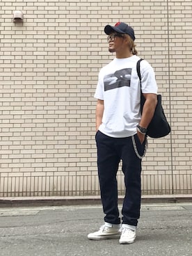 「FILSON（フィルソン）のアイテム（キャップ）」を使った、棚橋弘至さん（メンズ・180cm）の夏コーディネート