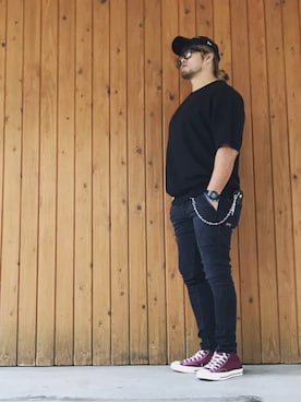 「Saturdays NYC（サタデーズ ニューヨークシティ ）のアイテム（スウェット）」を使った、棚橋弘至さん（メンズ・181cm）の秋コーディネート