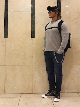 「A.P.C.（アーペーセー）のアイテム（スウェット）」を使った、棚橋弘至さん（メンズ・181cm）の秋コーディネート