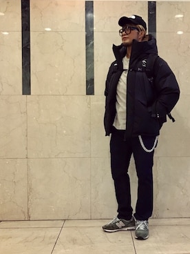 「STEVENSON OVERALL CO.（スティーブンソンオーバーオール）のアイテム（デニムパンツ）」を使った、棚橋弘至さん（メンズ・181cm）の冬コーディネート