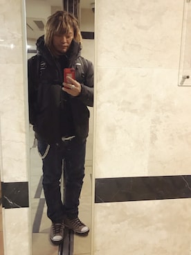 「SOPHNET.（ソフネット）のアイテム（ダウンジャケット/コート）」を使った、棚橋弘至さん（メンズ・181cm）の冬コーディネート