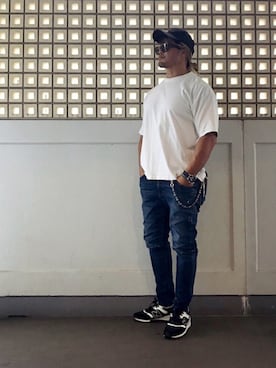 「FILSON（フィルソン）のアイテム（帽子）」を使った、棚橋弘至さん（メンズ・181cm）の夏コーディネート