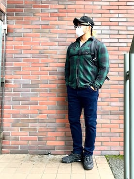 「THE NORTH FACE（ザノースフェイス）のアイテム（デニムパンツ）」を使った、棚橋弘至さん（メンズ・181cm）の春コーディネート