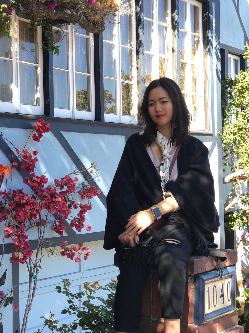 「fall、USA、San Francisco、秋冬、outfit、Dior、MOSCHINO、Apple Watch」｜「AppleのApple Watch 38mm Pink Sand Sport Band（アナログ腕時計、ピンク系）」を使った、SabrinaaChen77さん（レディース・160cm）の冬コーディネートの1枚目の写真