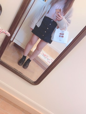 「GRL（グレイル）の厚底レースアップシューズ（ローファー、ブラック系）」を使った、わーさん（レディース・147cm）の秋コーディネート