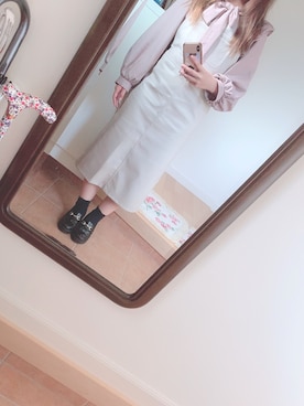 「しまむら（シマムラ）のアイテム（ワンピース/ドレス、ホワイト系）」を使った、わーさん（レディース・147cm）の秋コーディネート