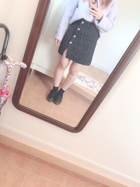 「GRL（グレイル）の厚底レースアップシューズ（ローファー、ブラック系）」を使った、わーさん（レディース・147cm）の秋コーディネート