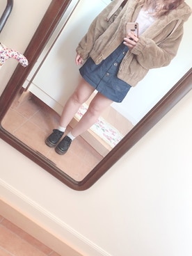 「GRL（グレイル）の厚底レースアップシューズ（ローファー、ブラック系）」を使った、わーさん（レディース・147cm）の秋コーディネート