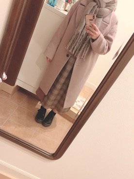 「MAJESTIC LEGON（マジェスティックレゴン）のフリンジスイッチングスカート（スカート、ブラウン系）」を使った、わーさん（レディース・147cm）の冬コーディネート