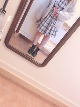 「GRL（グレイル）の厚底レースアップシューズ（ローファー、ブラック系）」を使った、わーさん（レディース・147cm）の冬コーディネート