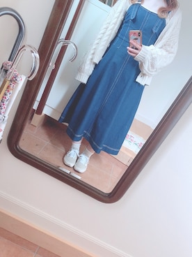 「MAJESTIC LEGON（マジェスティックレゴン）のステッチロングワンピ（ワンピース、ブルー系）」を使った、わーさん（レディース・147cm）の春コーディネート