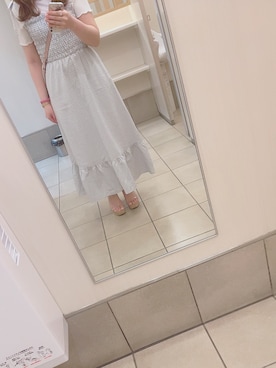 「apres jour（アプレジュール）のギンガムワンピース【ZOZOTOWN限定アイテム】【5AP】（ワンピース、ブルー系）」を使った、わーさん（レディース・147cm）の夏コーディネート