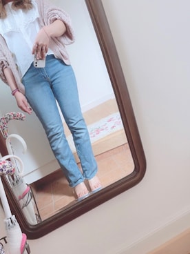 「ZARA（ザラ）のアイテム（デニムパンツ、ブルー系）」を使った、わーさん（レディース・147cm）の夏コーディネート