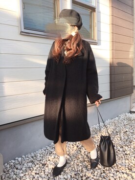 「コクーンコート」｜「アイテム（帽子）」を使った、nanさん（レディース・155cm）の冬コーディネート