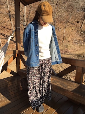 「Another Edition（アナザーエディション）のアイテム（デニムジャケット）」を使った、nanさん（レディース・155cm）の冬コーディネート