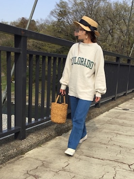 「花見コーデ」｜「アイテム（スウェット）」を使った、nanさん（レディース・155cm）の春コーディネート