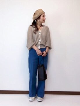 「レースタンク」｜「アイテム（ハンチング/ベレー帽）」を使った、nanさん（レディース・155cm）の春コーディネート