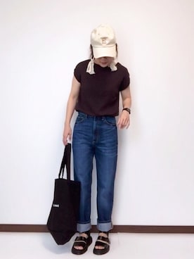 「FREDY&GLOSTER（フレディアンドグロスター）のアイテム（Tシャツ/カットソー）」を使った、nanさん（レディース・155cm）の夏コーディネート