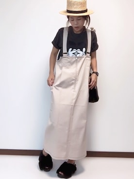 「ミッキー」｜「アイテム（ジャンパースカート）」を使った、nanさん（レディース・155cm）の夏コーディネート