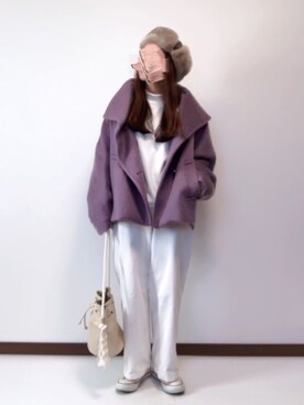 「オーバーサイズコート」｜「アイテム（スウェット）」を使った、nanさん（レディース・155cm）の冬コーディネート