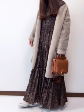 「JOURNAL STANDARD relume（ジャーナルスタンダード　レリューム）のアイテム（ムートンコート）」を使った、nanさん（レディース・155cm）の冬コーディネート