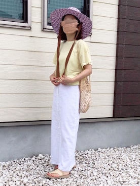 「カラーTシャツ」｜「アイテム（帽子）」を使った、nanさん（レディース・155cm）の夏コーディネート