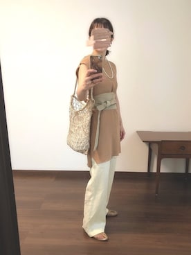 「サッシュベルト」｜「アイテム（その他）」を使った、nanさん（レディース・155cm）の夏コーディネート