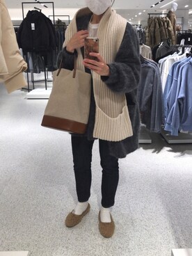 「白ソックス」｜「アイテム（バレエシューズ、ベージュ系）」を使った、nanさん（レディース・155cm）の秋コーディネート