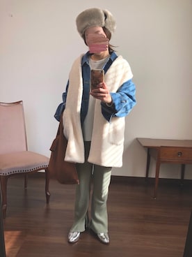「シルバーシューズ」｜「アイテム（キャップ）」を使った、nanさん（レディース・155cm）の冬コーディネート
