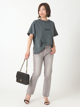 「VERMEIL par iena（ヴェルメイユパーイエナ）の【UPPER HIGHTS/アッパーハイツ】ロゴTシャツ◆（Tシャツ/カットソー、グレー系）」を使った、yukihoさん（レディース・162cm）の春コーディネート