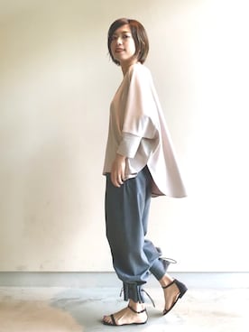 「VERMEIL par iena（ヴェルメイユパーイエナ）のポンチクルーネックプルオーバー◆（Tシャツ/カットソー、ベージュ系）」を使った、yukihoさん（レディース・162cm）の春コーディネート