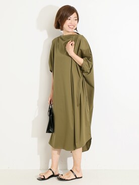 「VERMEIL par iena（ヴェルメイユパーイエナ）の【COGTHEBIGSMOKE(コグ ザ ビッグスモーク)】CAPSULE DRESS◆（ワンピース、グリーン系）」を使った、yukihoさん（レディース・162cm）の夏コーディネート