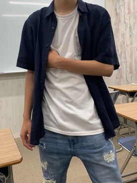 「AEON STYLE（イオンスタイル）のアイテム（パンツ）」を使った、腹痛さん（メンズ・175cm）の夏コーディネート