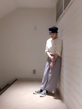 「コンバースハイカット」｜「アイテム（帽子）」を使った、YURIEさん（レディース・164cm）の冬コーディネート