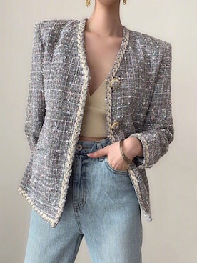 「盐系风格」｜「アイテム（ジャケット/アウター）」を使った、muqqqwさん（レディース・156cm）の冬コーディネート